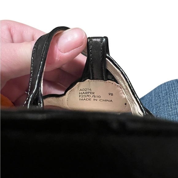 Coach Harper black leather sling back wedge sandals with silver hardware - Picture 9 of 12